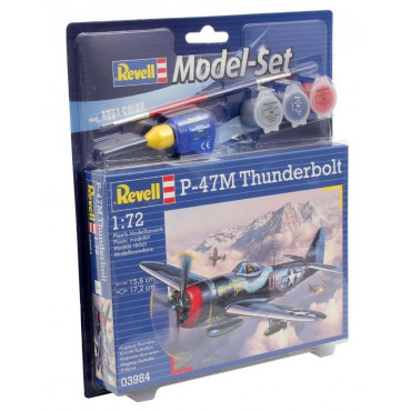 KIT PARA MONTAR REVELL MODEL SET P-47M THUNDERBOLT 1/72 COMPLETO COM TINTAS COLA E PINCEL REV 63984